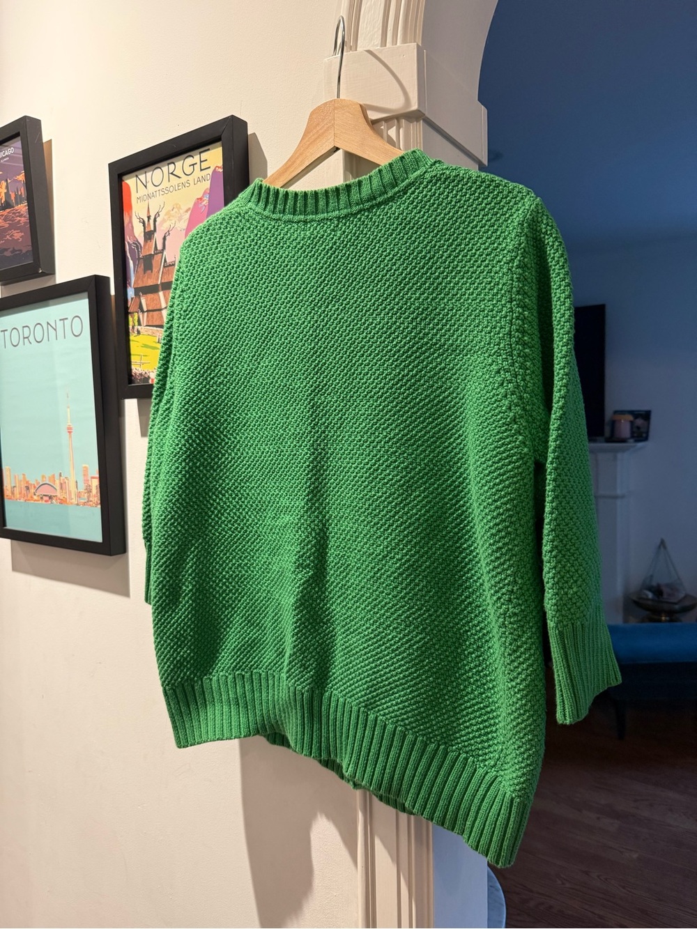 Vintage L.L. Bean Textured Knit Cardigan – Vibrant Kelly Green - Picture 2 of 3